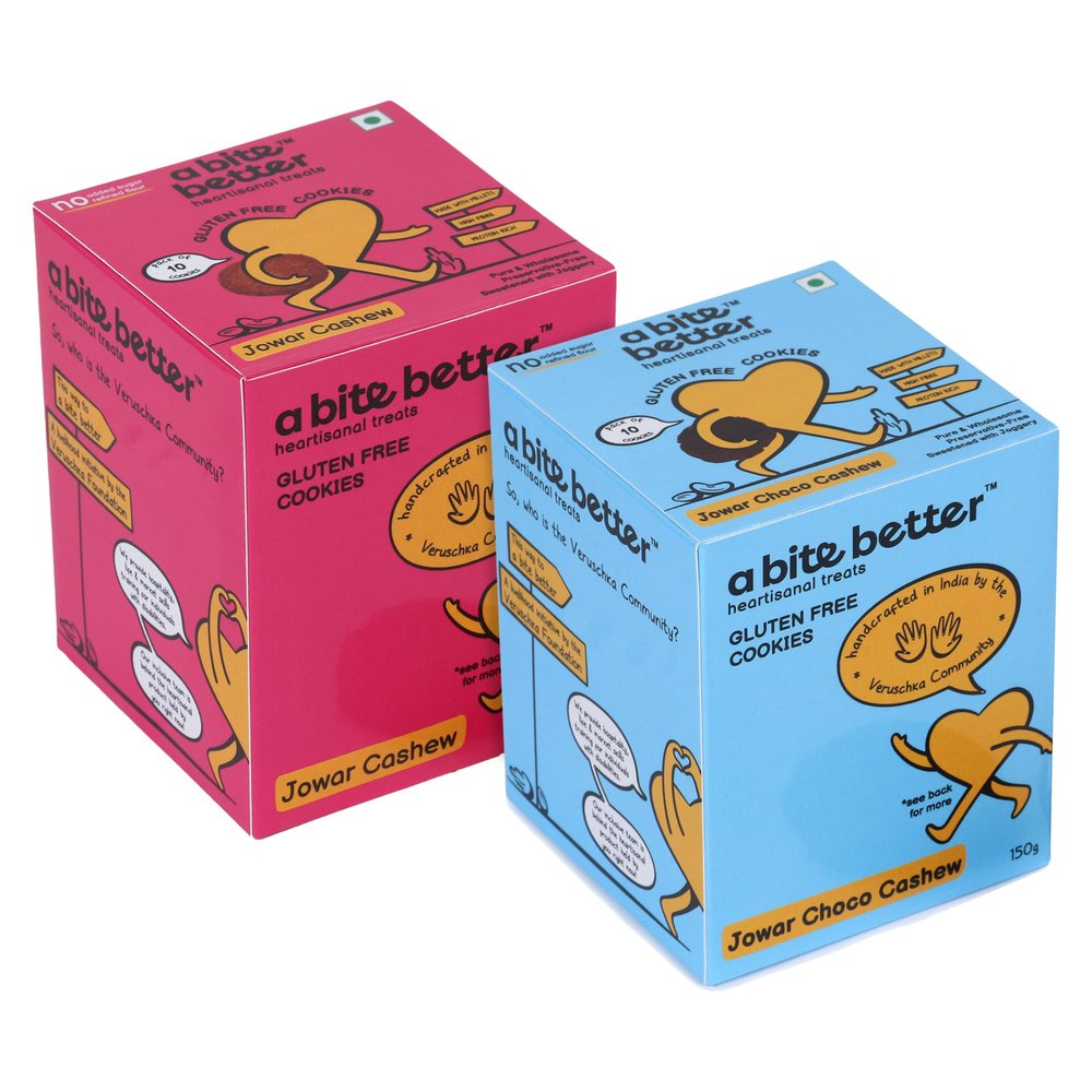 a bite better Millet Cashew & Choco Cashew Cookies Combo Pack of 2 | 150 gm each | Flavorful Combination of Millet, Cashews & Chocolate, Gluten-Free, Maida-Free & Sugar-Free | Baked for a Satisfying Snack Anytime, Anywhere
