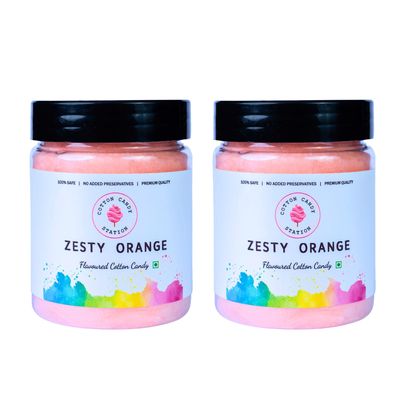 Cotton Candy Zesty Orange Flavour - 20G (Pack Of 2) | Light | Vegan | Perfect for Parties | Birthday Parties/Weddings/Festivals/Baby Showers/Corporate Events | 100% Safe | No Added Preservatives