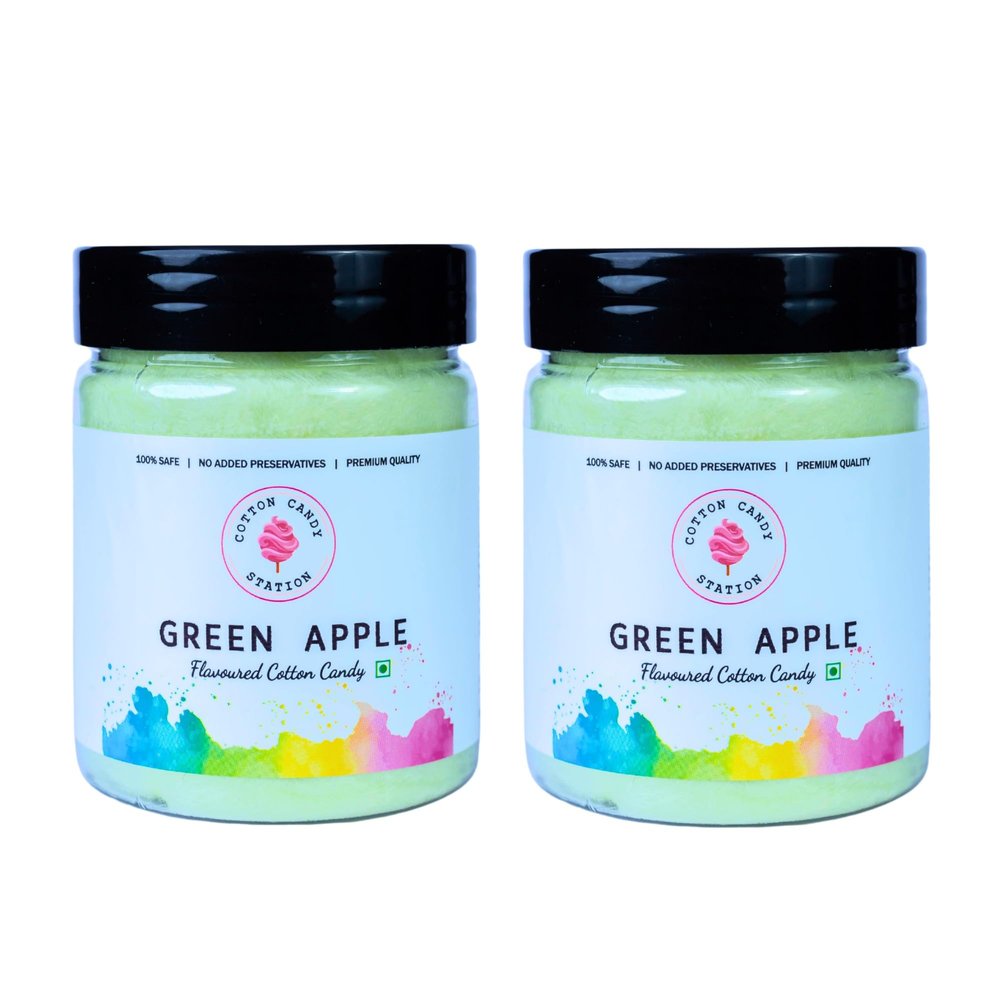 Cotton Candy Green Apple Flavour - 20G (Pack Of 2) | Light | Vegan | Perfect for Parties | Birthday Parties/Weddings/Festivals/Baby Showers/Corporate Events | 100% Safe | No Added Preservatives