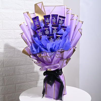 Floweraura Fresh Chocolate Bouquet of 10 Small Chocolates In Designer Paper For Birthday & Anniversary Gift, Mother's Day Gift,Valentine's Gift & Gift For Parties & Occasions (Same Day Delivery),500 G