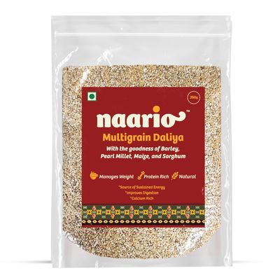 NAARIO Multi Millet Porridge | Ready-to-Cook Daliya with Bajra, Jowar, Barley, Ragi, Maize | Diabetic-Friendly, Gluten-Free, High-Fiber Breakfast | 100% Natural and Preservative-Free 250g