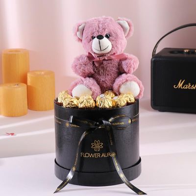 FlowerAura Premium Combo of Fresh Live 8 Choco Balls & Teddy In Box Gift For Birthday | Anniversary | Love | Girlfriend's Day | Mothers Day Gift For Mom (Same Day Delivery)