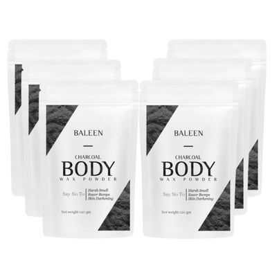 BALEEN Bikini Wax Powder Women with Charcoal 120 Gm (Pack Of 6) | Painless Herbal Hair Removal Powder for women Bikini Area, Legs, Hands & Underarms with No Harmful Chemicals, No Irritation