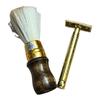 Classic Shaving Set, Gold-Plated Safety Razor with Wooden Handle Brush, Men's Grooming Kit view 2