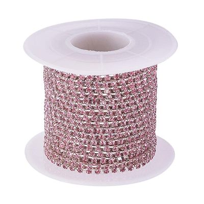 CALANDIS 10 Yards Colorful Crystal Rhinestone Chain Close Trim Chain 2mm Pink | Trims | Embellishments & Finishes | Sewing