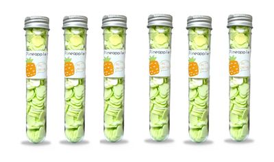 Cursive,Trendy Paper Soap Strips For Travel Essential For Women Men Kids -Travel Accessories Dissolvable Sheets For Hand Wash -Tube Box (Pack of 6, Pineapple)