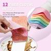 Apidian Rainbow Dish Cleaning Sponge Rainbow Rag, Reusable Double Sided Dish Sponge 12-Layer Microfiber Cloth Scrub Sinks,Pots, Pans for Car, Glass, Furniture Kitchen Scrubber for Dish,Tiles (1) view 4