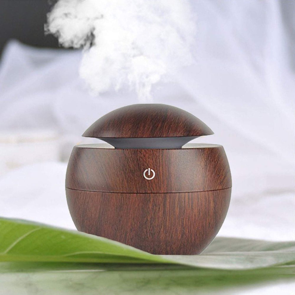 AAHISHAN Humidifier for Room Moisture, Aroma Diffuser for Home, Cool Mist Small Quiet Air Humidifier,Ultrasonic Essential Oil Diffuser Electric for Car, Office, Babies, HomeDark Wooden