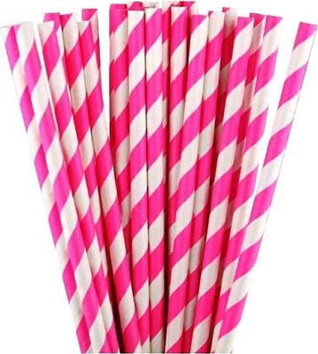 ASTRELLA Straight Drinking Disposable Paper Straw (Pink, Pack of 50)