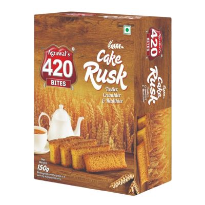 Agrawal's 420 BITES Cake Rusk | Tasty & Crunchy Toasts Enjoy with Tea | Box of 1, 400g