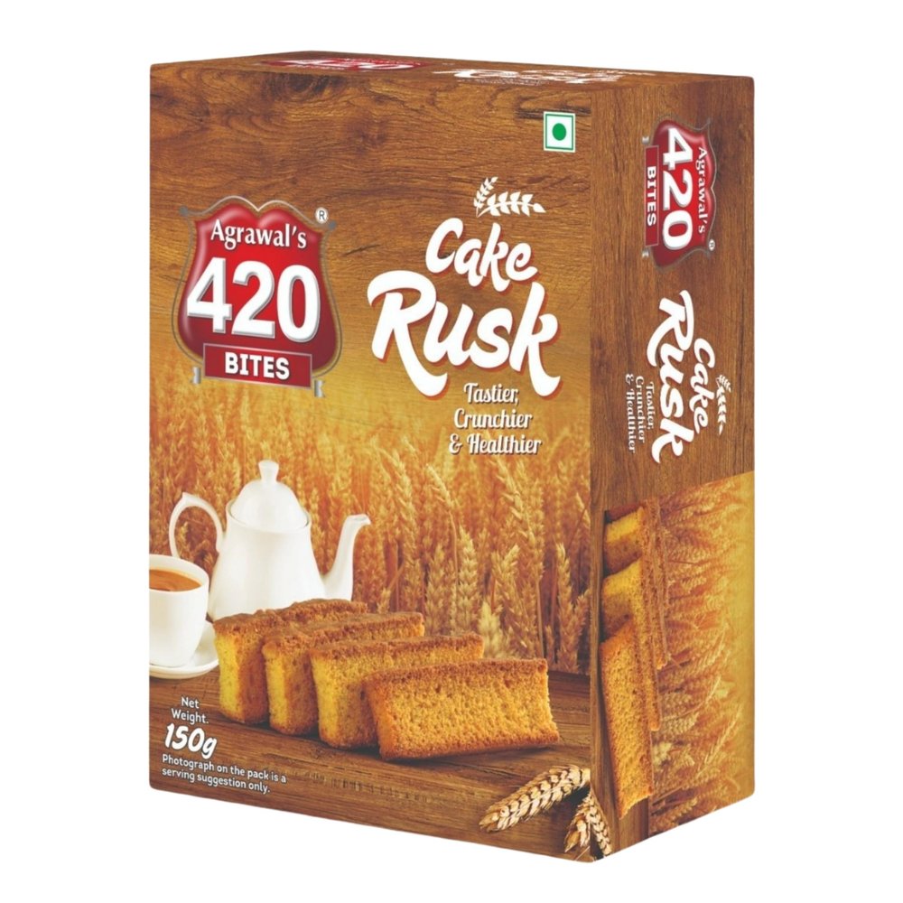 Agrawal's 420 BITES Cake Rusk | Tasty & Crunchy Toasts Enjoy with Tea | Box of 1, 400g