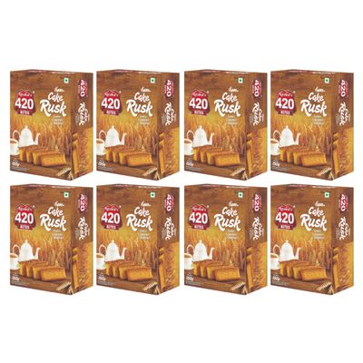 Agrawal's 420 BITES Cake Rusk | Tasty & Crunchy Toasts Enjoy with Tea | Box of 8, 3200g (400g each pack)