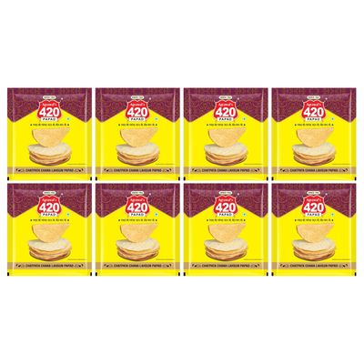 Agrawal's 420 Chatpata Chana Lahsun Papad (Buy One Get One) | 100% Vegetarian, No Artificial Colors | Crispy & Crunchy Side for Meals & Snacks | Pack of 8, 1600g (200g each pack)