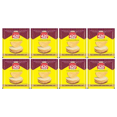Agrawal's 420 Chatpata Chana Lahsun Papad (Buy One Get One) | 100% Vegetarian, No Artificial Colors | Crispy & Crunchy Side for Meals & Snacks | Pack of 8, 3200g (400g each pack)