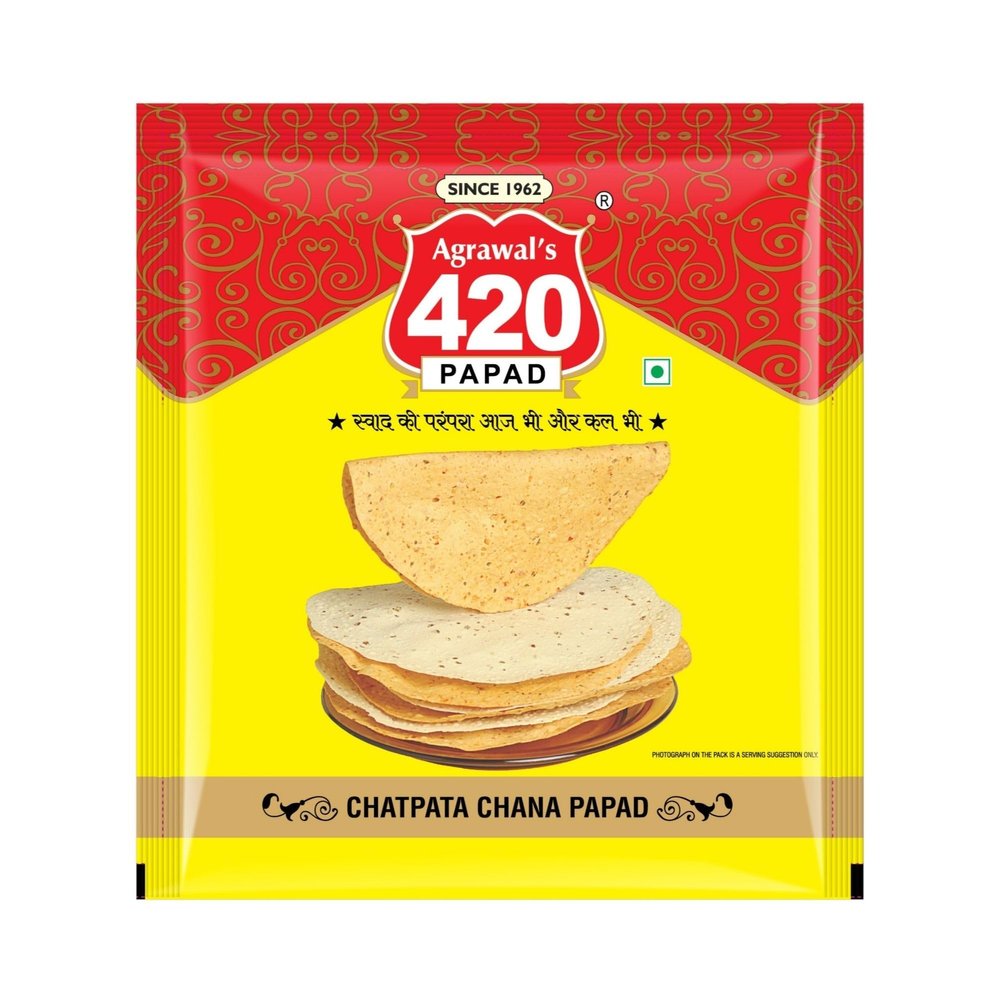 Agrawal's 420 Chatpata Chana Papad | 100% Vegetarian, No Artificial Colors | Crispy & Crunchy for Meals & Snacks | Pack of 1, 200g