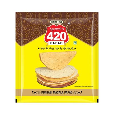 Agrawal's 420 Punjabi Masala Papad | 100% Vegetarian, No Artificial Colors | Crispy & Crunchy for Meals & Snacks | Pack of 1, 400g