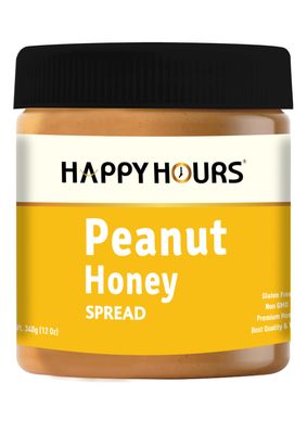 Happy Hours Classic Honey Peanut Spread | 340g Jar | Blend Of Roasted Peanuts And Natural Honey | Creamy Sweet Nutty Taste | Ideal For Spreading Dipping And Recipe Preparation