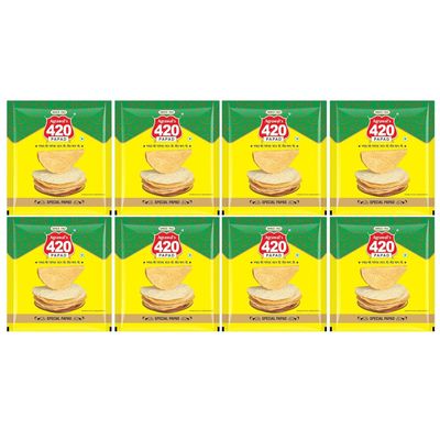 Agrawal's 420 Special Moong Sada papad | 100% Vegetarian, No Artificial Colors | Crispy & Crunchy for Meals & Snacks | Pack of 8, 3200g (400g each pack)