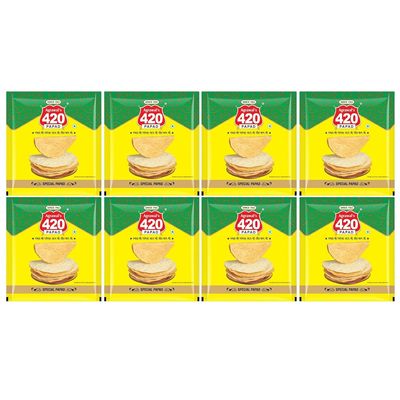 Agrawal's 420 Special Moong Sada papad| 100% Vegetarian, No Artificial Colors | Crispy & Crunchy for Meals & Snacks | Pack of 8, 1600g (200g each pack)