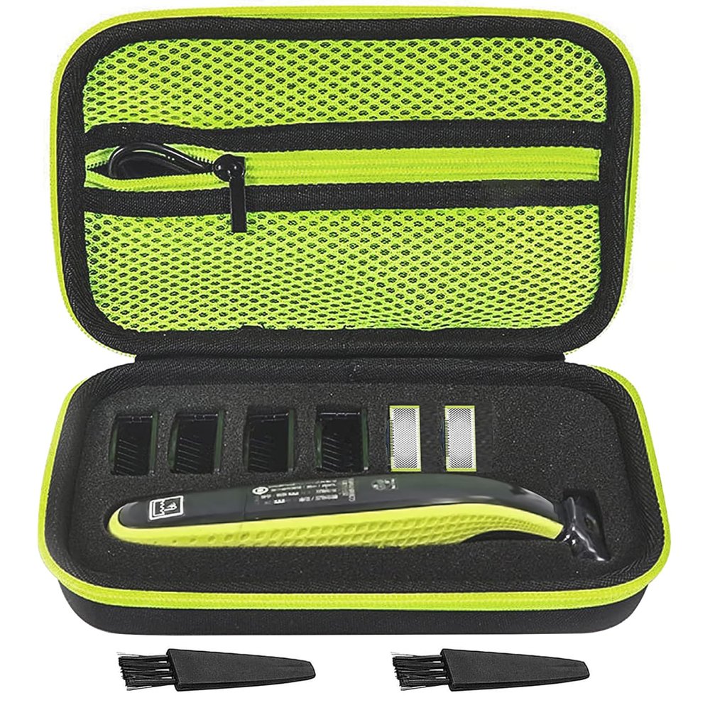 Trimmer Case Compatible with Philips Norelco OneBlade QP2520, QP2530, QP2570, QP2620, QP2630 Shaver - Hard EVA Travel Storage Bag with Cleaning Brush, Shaver Organizer for Accessories