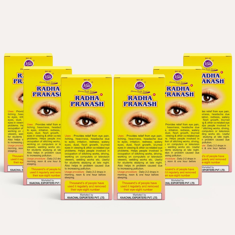 Radha Prakash Ayurvedic Eye Drop, Perfect Solution for Dryness, Redness, Itching, Useful for Work on Computer and for Late Night Study with Natural Ingredients 35gm (Pack of 6)