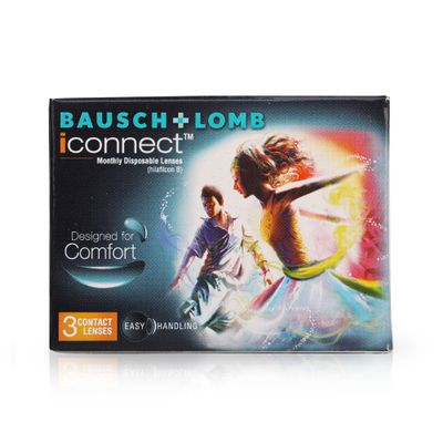 Bausch & Lomb Iconnect Contact Lens - Spherical | Monthly Disposable | Hydrogel Material | (-0.75, Pack of 3)