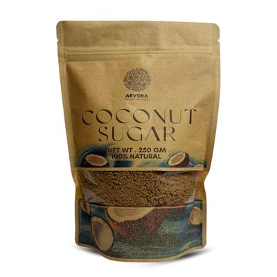 Arvora Organic Products Coconut Sugar | Natural & Unrefined Sweetener | Low Glycemic Index, Rich in Minerals & Antioxidants | Healthy Sugar Substitute for Baking & Beverages | No Added Stevia  250g