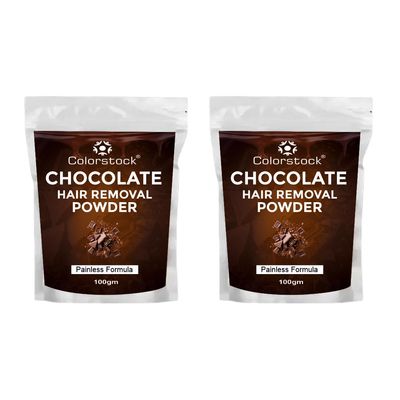 COLORSTOCK Hair Remover Wax Powder For Women, Chocolate Hair Removal Powder, Natural & Painless Waxing For All Skin Types, Gentle Formula For Hands, Legs, Underarms, Bikini, 100 Gm Pack of (2)