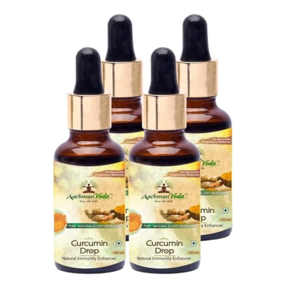 Aachman Veda Cure for Life. Curcumin Haldi Drops 100% Natural & organic Turmeric Extract | Ayurvedic Immunity Booster & Anti-Inflammatory Supplement -pack of 4