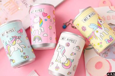 4 Pack of Unicorn Mini Wet Wipes  Travel-Friendly Refreshing Wipes in Cute Tin  Soft & Skin-Friendly