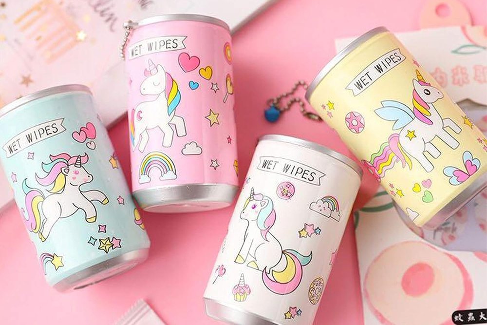 4 Pack of Unicorn Mini Wet Wipes  Travel-Friendly Refreshing Wipes in Cute Tin  Soft & Skin-Friendly