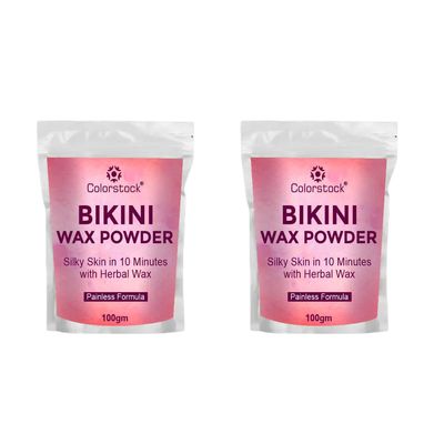 COLORSTOCK Bikini Wax Powder 10 Minutes Herbal Hair Removal Wax Easy to use at home, No chemicals - No Irritation, No Skin rashes for Women and Girls 100g Pack of (2)
