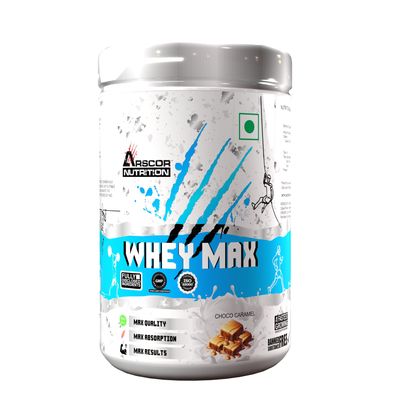 Arscor Nutrition Whey Max  20g Protein per Serving, Fast-Absorbing Whey Protein Powder for Muscle Growth & Recovery, Low-Carb, Gluten-Free, Delicious Flavors (1 Kg, Choco Caramel)