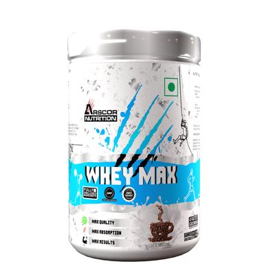 Arscor Nutrition Whey Max  20g Protein per Serving, Fast-Absorbing Whey Protein Powder for Muscle Growth & Recovery, Low-Carb, Gluten-Free, Delicious Flavors (1 Kg, Cafe Mocha)