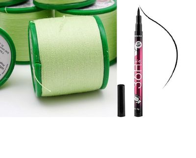Rishvi Eyebrow Threading Threads Extra Soft Strong Cotton Thread Facial Threading Hair Removal and 36 Black Eyeliners Sketch Pens Waterproof Blacks Eyeliner (pack of 2)
