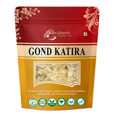 BrijBooti Gond Katira Pure Organic Edible Gum-(100 Gr) | A Grade | Tragacanth Gum Crystals | Kathila Gum | High Cooling Properties | 100% Natural | Astragalus Gummifer | FSSAI, GMP, ISO Certified