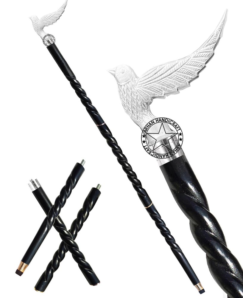 Nickel Brass Walking Cane Rosewood Designer Wooden Walking Stick with Brass Handle Gift for Men & Women 37 inch (BBNHG)