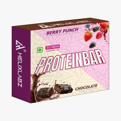 Helixlabz 20g Berry Punch & Chocolate Daily High Fiber Protein Bar (Pack of 6)