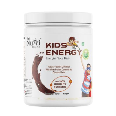 Kids Energy Nutrition Drink Natural Vitamins & Minerals with Whey Protein Concentrate | Boosts Immunity, Growth & Energy | Chocolate Flavour | Chemical Free | 500g