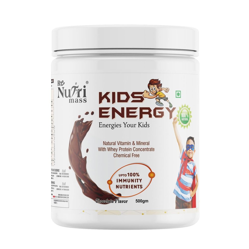 Kids Energy Nutrition Drink Natural Vitamins & Minerals with Whey Protein Concentrate | Boosts Immunity, Growth & Energy | Chocolate Flavour | Chemical Free | 500g