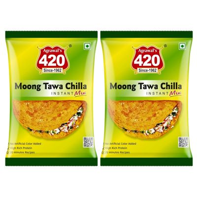 Agrawal's 420 Instant Mix Moong Tawa Chilla | 800g, Pack of 2 Each Pack 400g.