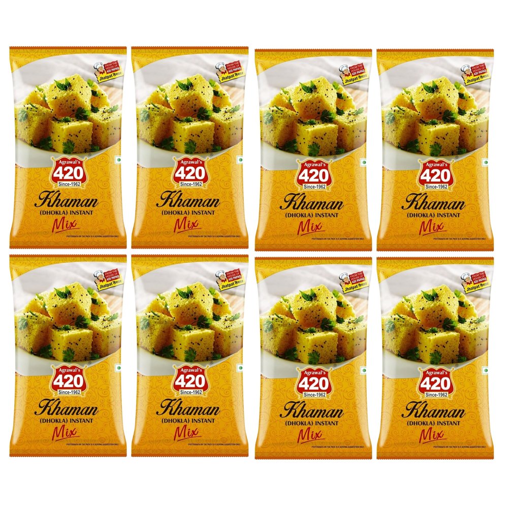 Agrawal's 420 Instant Mix Khaman | Dhokla Instant Mix | 4kg, Pack of 8 (500g Each Pack).