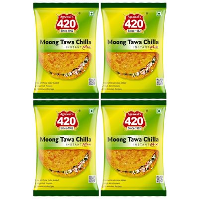 Agrawal's 420 Instant Mix Moong Tawa Chilla | 1600g, Pack of 4 (Each Pack 400g)
