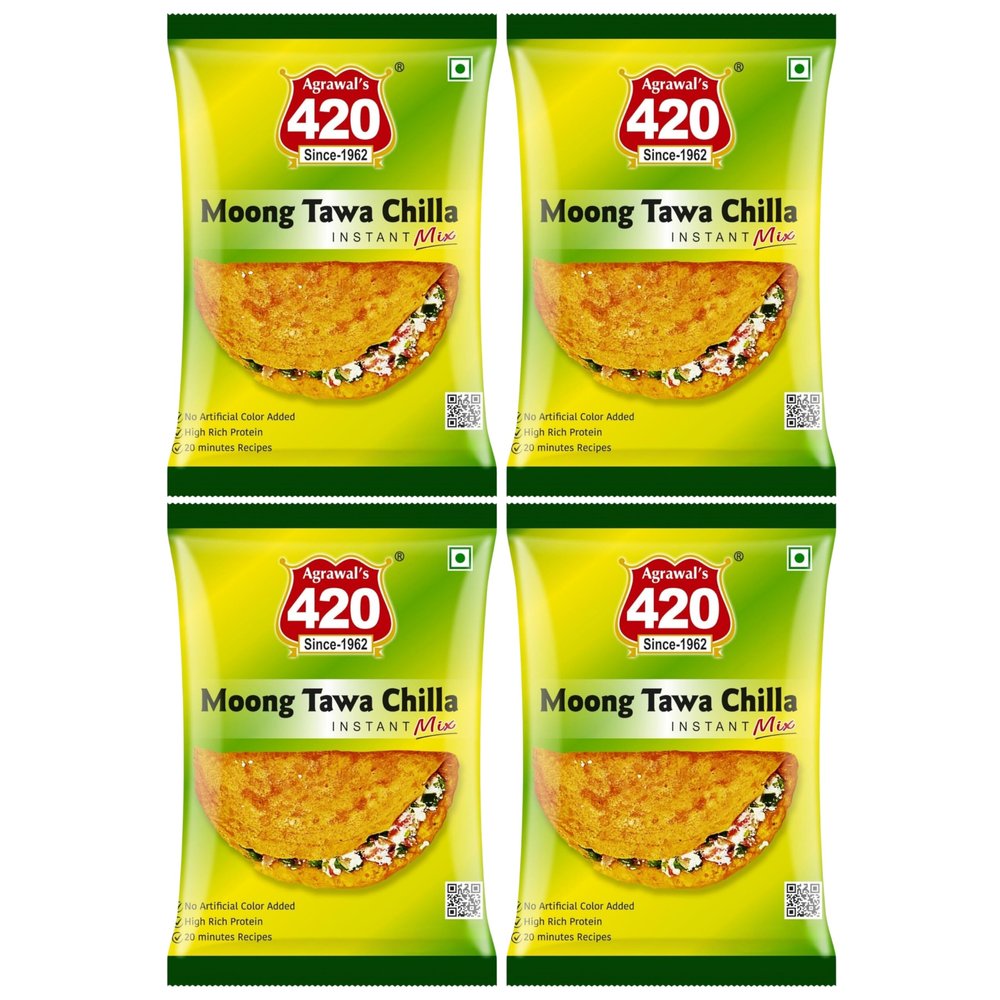 Agrawal's 420 Instant Mix Moong Tawa Chilla | 1600g, Pack of 4 (Each Pack 400g)