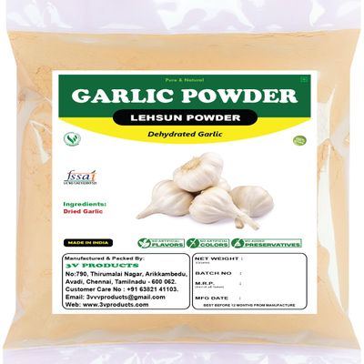 3V PRODUCTS Garlic Powder 150Gm | Dehydrated Garlic | Lehsun Powder | Ready to use | Farm Fresh | Zero added Colours, Fillers, Additives & Preservatives | 100% Natural | for Flavorful Cooking (Pack Of 1)