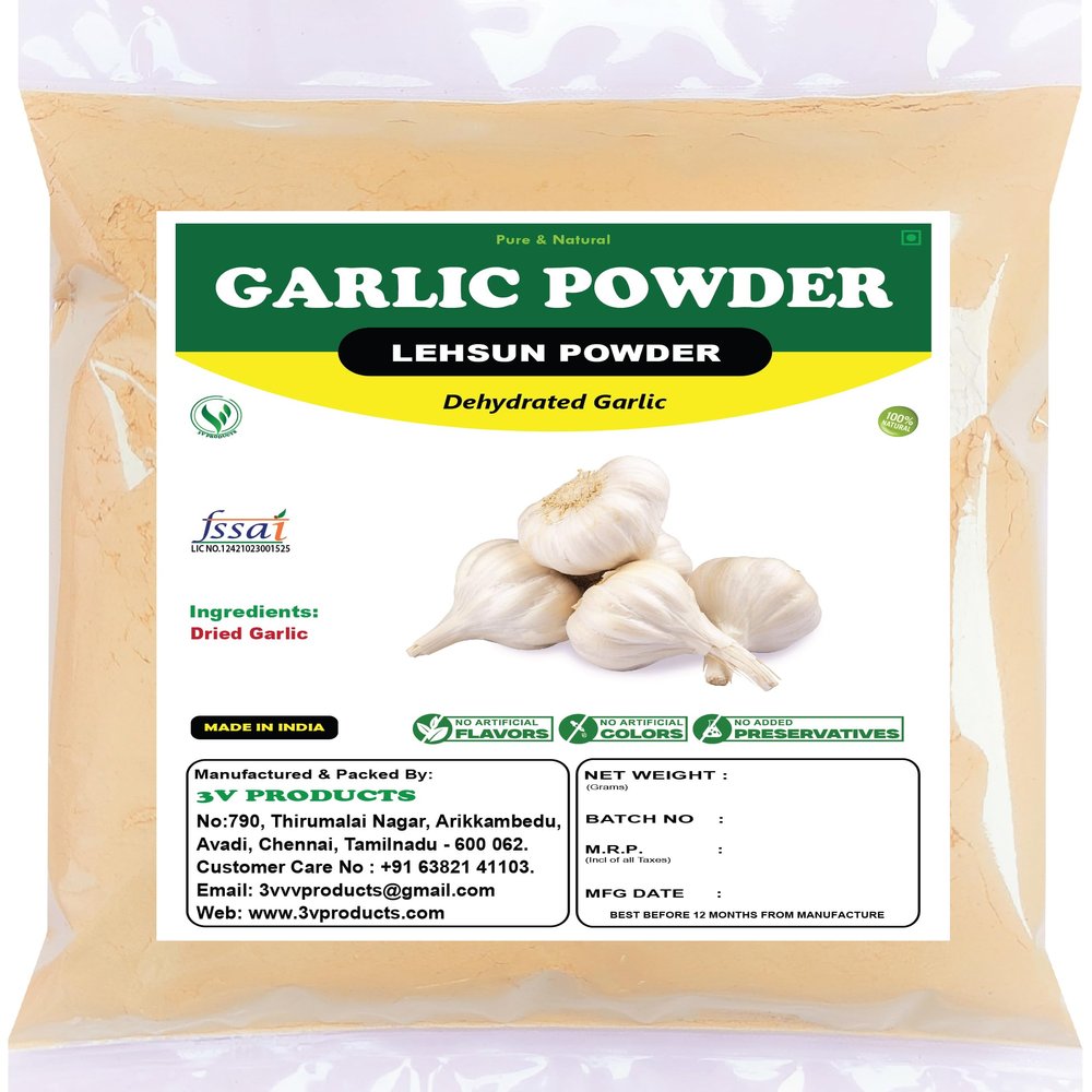 3V PRODUCTS Garlic Powder 150Gm | Dehydrated Garlic | Lehsun Powder | Ready to use | Farm Fresh | Zero added Colours, Fillers, Additives & Preservatives | 100% Natural | for Flavorful Cooking (Pack Of 1)