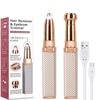 AJB 2-in-1 Eyebrow Trimmer for Women - Facial Hair Remover Machine For Women - Eyebrows, Face,Upper Lips,and Nose Hair Remover, Epilator With Ring Light (Gold Colour) view 1