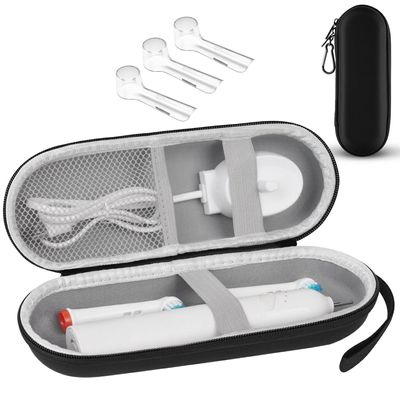 Ahamo EVA Electric Toothbrush Travel Case with 3 Dust-Proof Covers | Portable Toothbrush Holder for Travel | Waterproof & Hygienic Storage Box for Electric Toothbrush Heads (Black)
