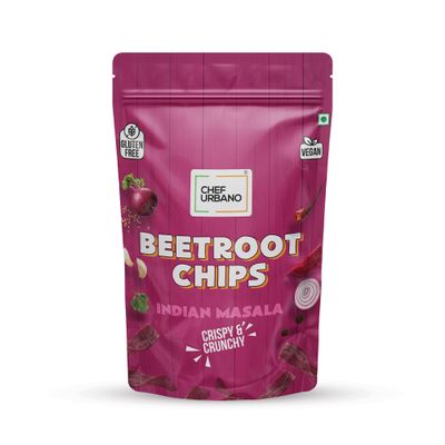 Chef Urbano Beetroot Chips - Indian Masala Flavour (80g x Pack of 6) | Gluten Free & Vegan | Low Calorie, High Protein & Fiber Rich Healthy Tasty Snacks
