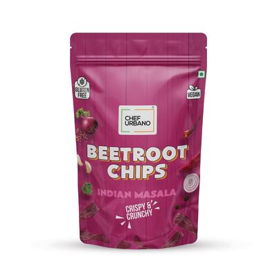 Chef Urbano Beetroot Chips Indian Masala 80g | Gluten Free | | Vegan | Low GI | Crunchy Healthy Snacks | High Protein and Fiber Rich | Good for Diet | Good for Kids Pack of 2